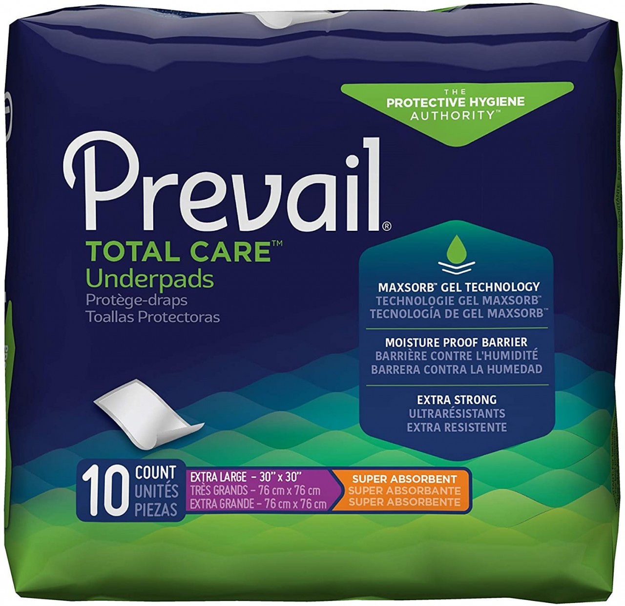 Prevail Underpad Super, 30 X 30 Inch, Heavy Absorbency 10 count