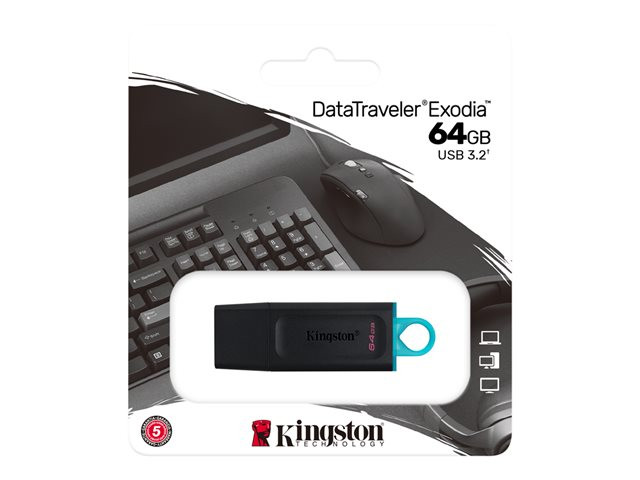 Kingston DataTraveler Exodia - USB flash drive - 64 GB/ black with teal