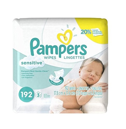 Pampers Wipes Lingettes Sensitive, 192 Count