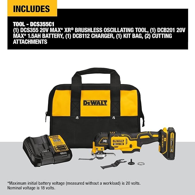 DEWALT DCS355C1 20V Max XR Brushless Oscillating Tool Kit