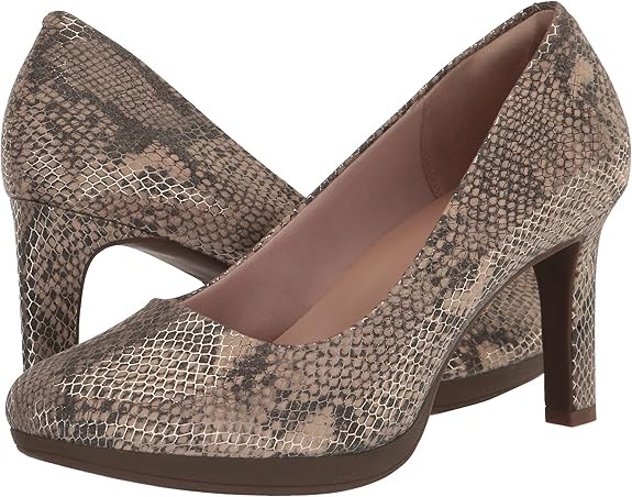 Clarks Women's Ambyr Joy Pump ( Beige Metallic Textile)