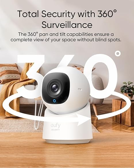 eufy Security Indoor Cam C210, Home Security Cameras, 1080p Resolution Security Camera with 360° PTZ, Plug-in Security Indoor Camera with 2.4G Wi-Fi, Human/Motion AI, Night Vision, AI Tracking