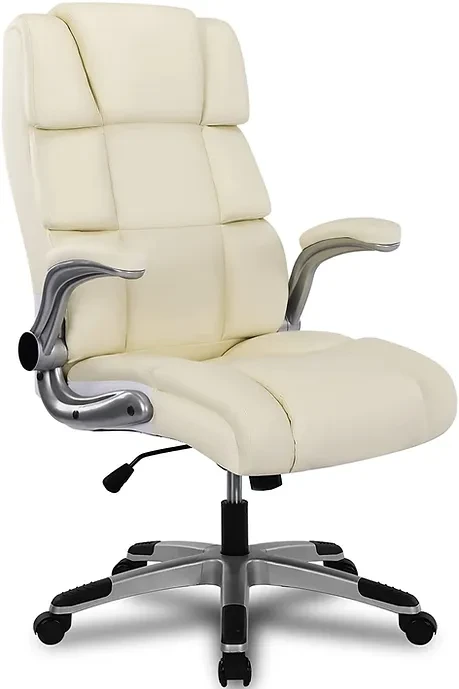 KCREAM PU Leather Executive Chair with Memory Foam Back Support Flip-up Armrests