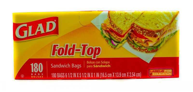 GLAD SANDWICH FOLD-TOP BAGS 180’S