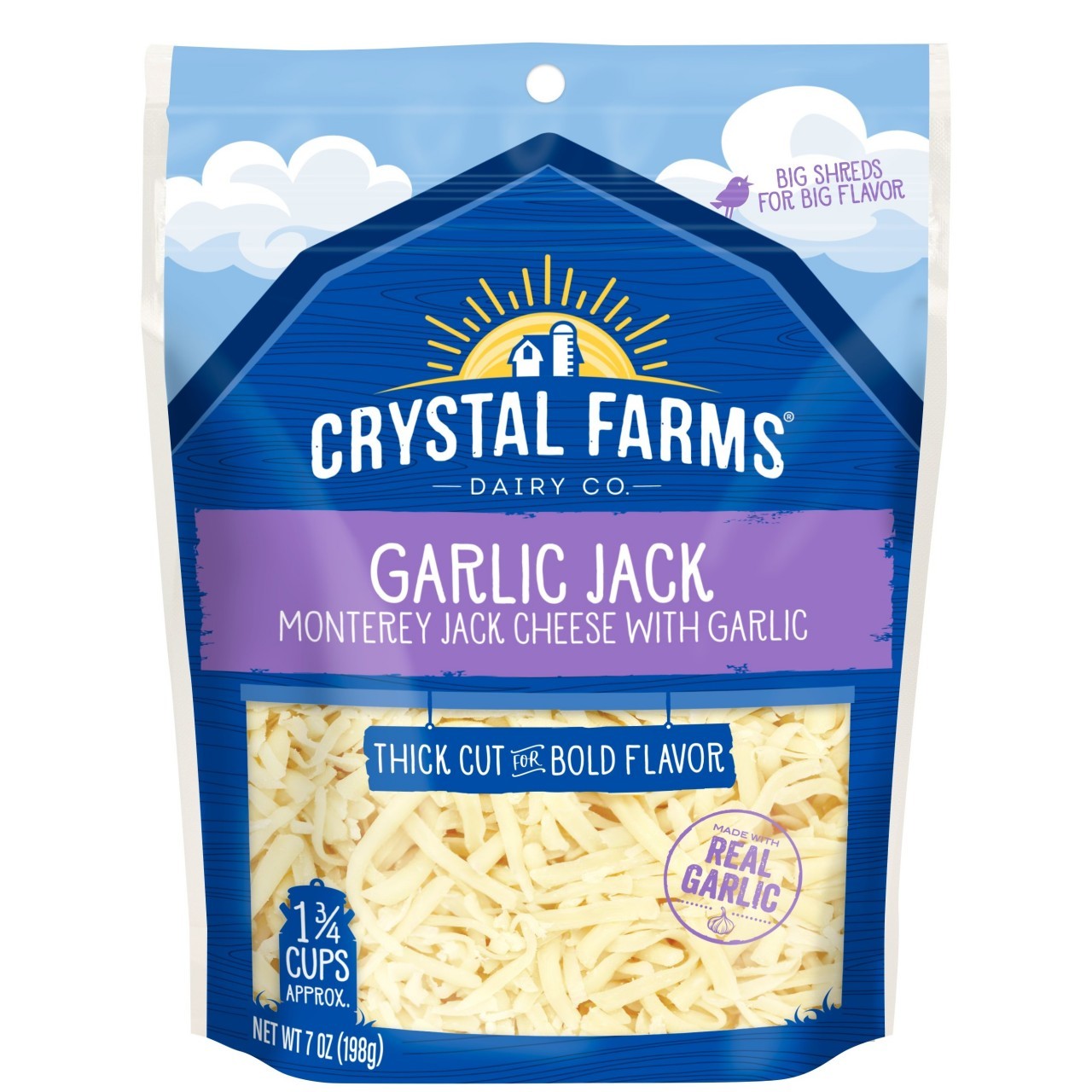 CRYSTAL FARMS GARLIC JACK SHRED 7ozf