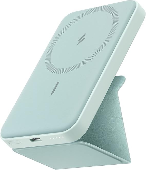 Anker 622 Magnetic Wireless Portable Charger (MagGo), 5000mAh Foldable Magnetic Battery and USB-C for iPhone 13/12 Series (Buds Green)