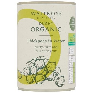 WAITROSE CHICK PEAS WATER ORGANIC 410g