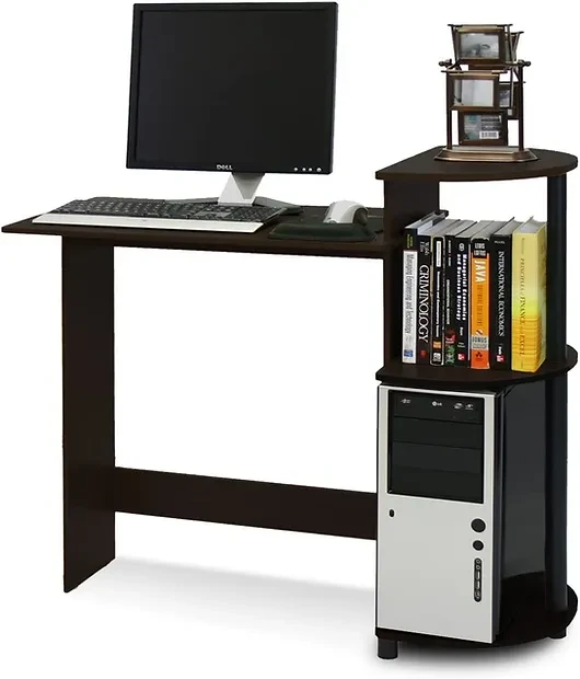 Furinno 11181GYW/BK Compact Computer Desk with Shelves