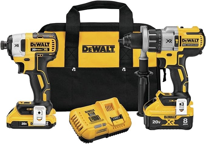 DEWALT 20V MAX XR Cordless Drill Combo Kit, Hammer Drill & Impact Driver with Battery and Charger Included, Power Detect Technology (DCK299D1W1)