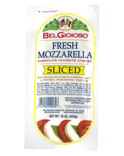 Belgioioso Fresh Sliced Mozzarella Log 1 lb / 16 oz