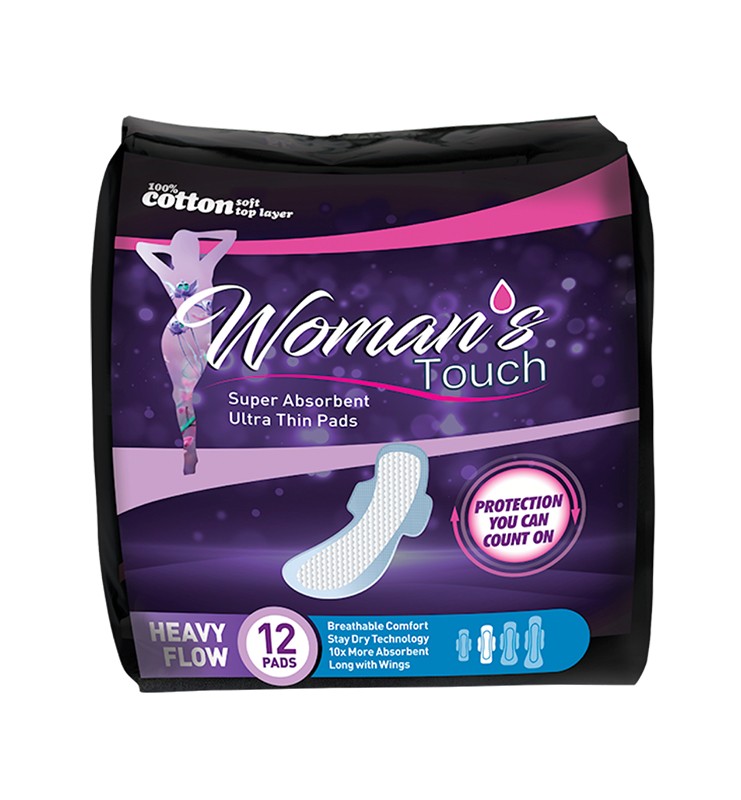 WOMAN’S TOUCH SANITARY NAPKINS HEAVY FLOW 12’S