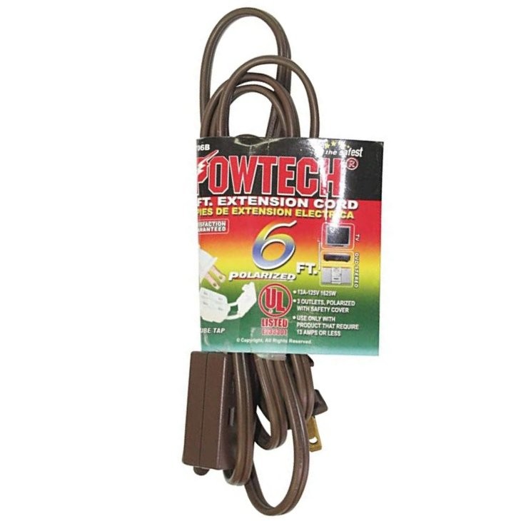 POWTECH EXTENSION CORD BROWN 6ft