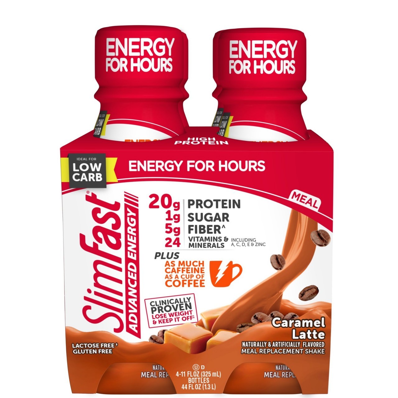 SLIM FAST ENERGY CARAMEL LATTE 4x11oz