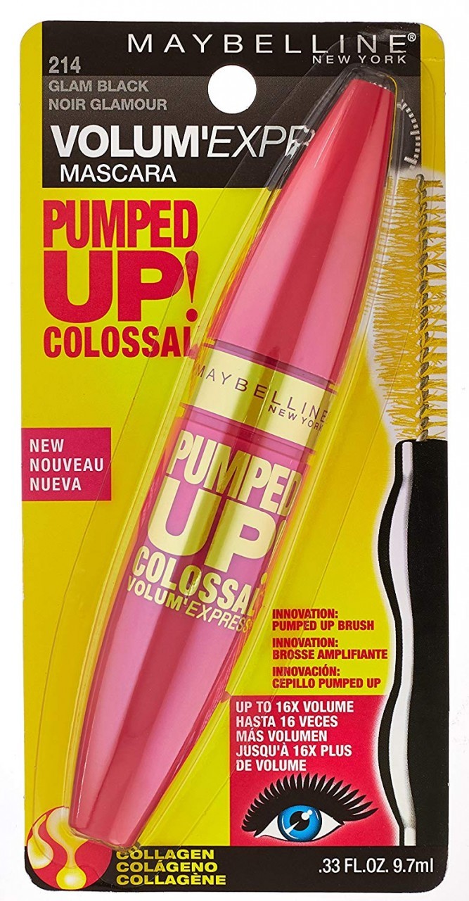Maybelline Volum'Express Mascara Pumped Up Colossal, 214 Glam Black, 0.33oz