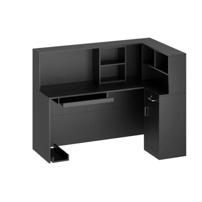AIEGLE L-Shaped Reception Desk Counter Table with Lockable Drawers & Storage Shelf
