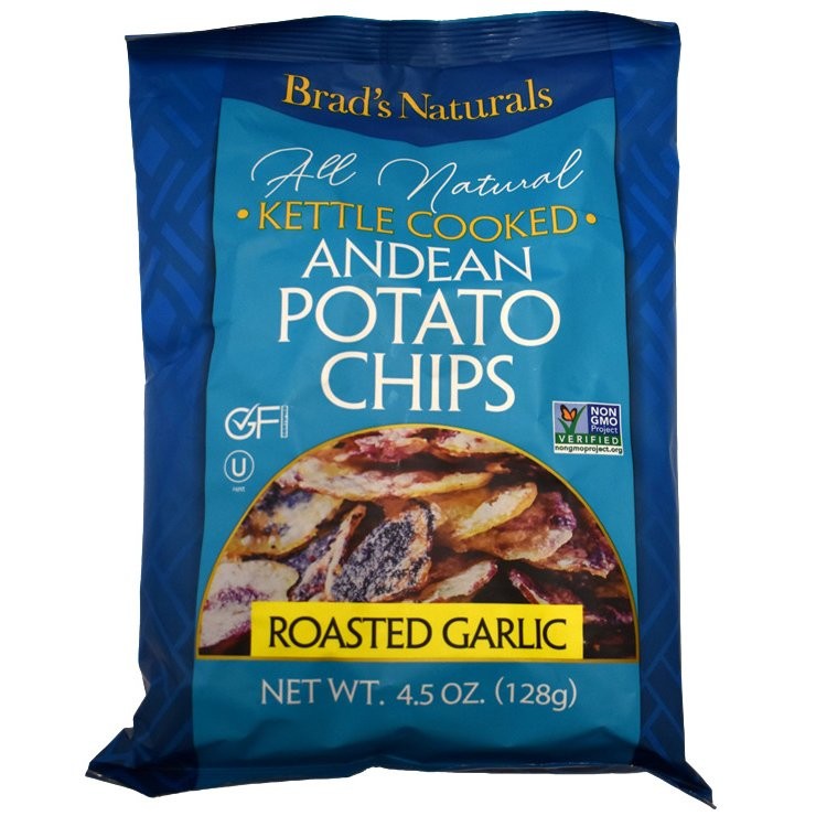 BRADS POTATO CHIPS ROASTED GARLIC 4.5oz