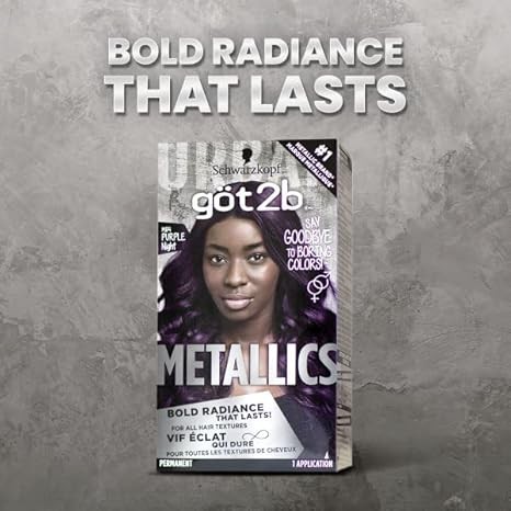 Got2b Metallics Permanent Hair Color, M64 Purple Night Charcoal