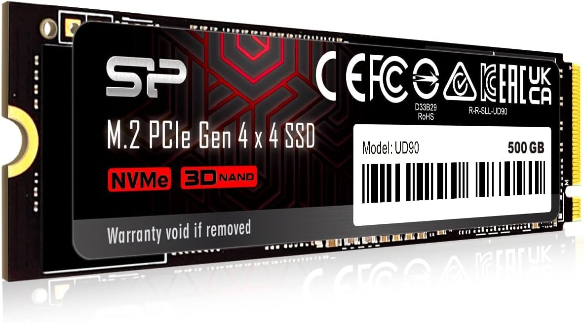 Silicon Power 500GB UD90 NVMe 4.0 Gen4 PCIe M.2 SSD R/W up to 5,000/3,850 MB/s (SP500GBP44UD9005)