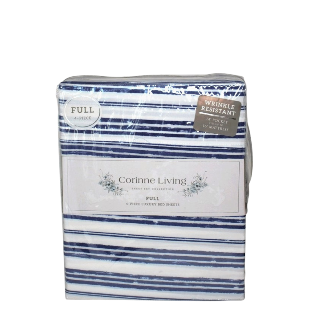 Corinne Living 4pc Sheet Set Full -Navy