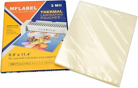 MFLABEL Thermal Laminating Pouches, 8.9 x 11.4-Inches Clear Thermal Laminating Plastic Paper Laminator Sheets for Photos Files Drawings for Use with Thermal Laminators 3 mil 2000-Pack