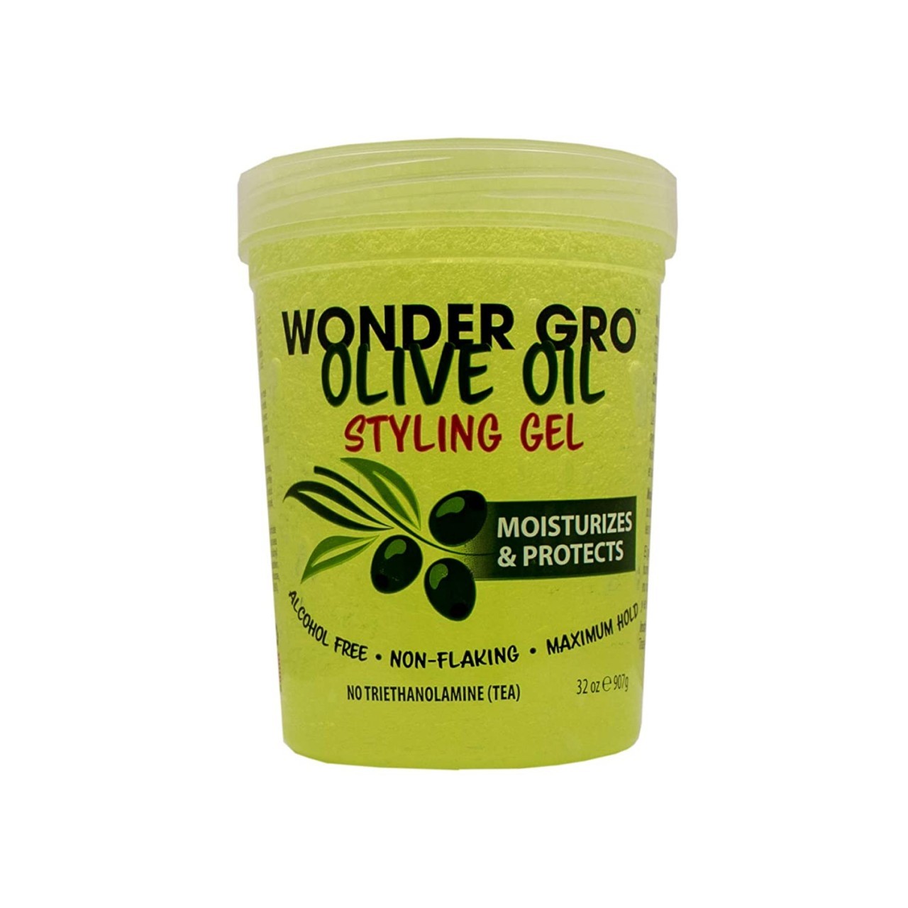 Wonder Gro Olive Oil Hair Styling Gel, 32 fl oz - Non-Flaking & Alcohol-Free - Moisturizes, Protects