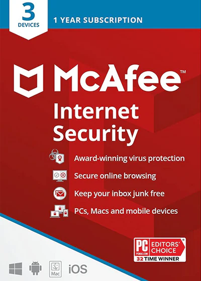 McAfee Internet Security 2023 - 3 Devices 1 Year Key