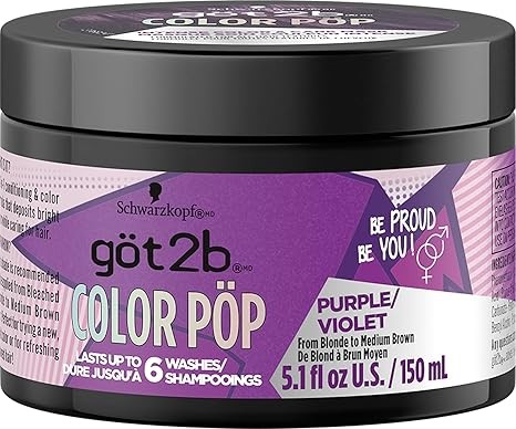 Got2B Color Pop Semi-Permanent Hair Color Mask, Purple, 5.1 oz