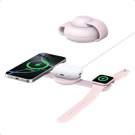 Anker MagSafe Compatible MagGo UFO 3-in-1 Charger, iPhone 16 Wireless Charger Station, Qi2 Certified 15W, Foldable Travel Charging Pad, for iPhone 15/14/13/12, AirPods, Apple Watch (Not a Power Bank)