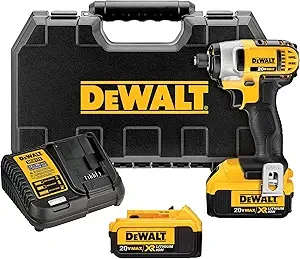 DEWALT 20V MAX* Impact Driver Kit, 4.0-Ah, 1/4-Inch (DCF885M2), Yellow