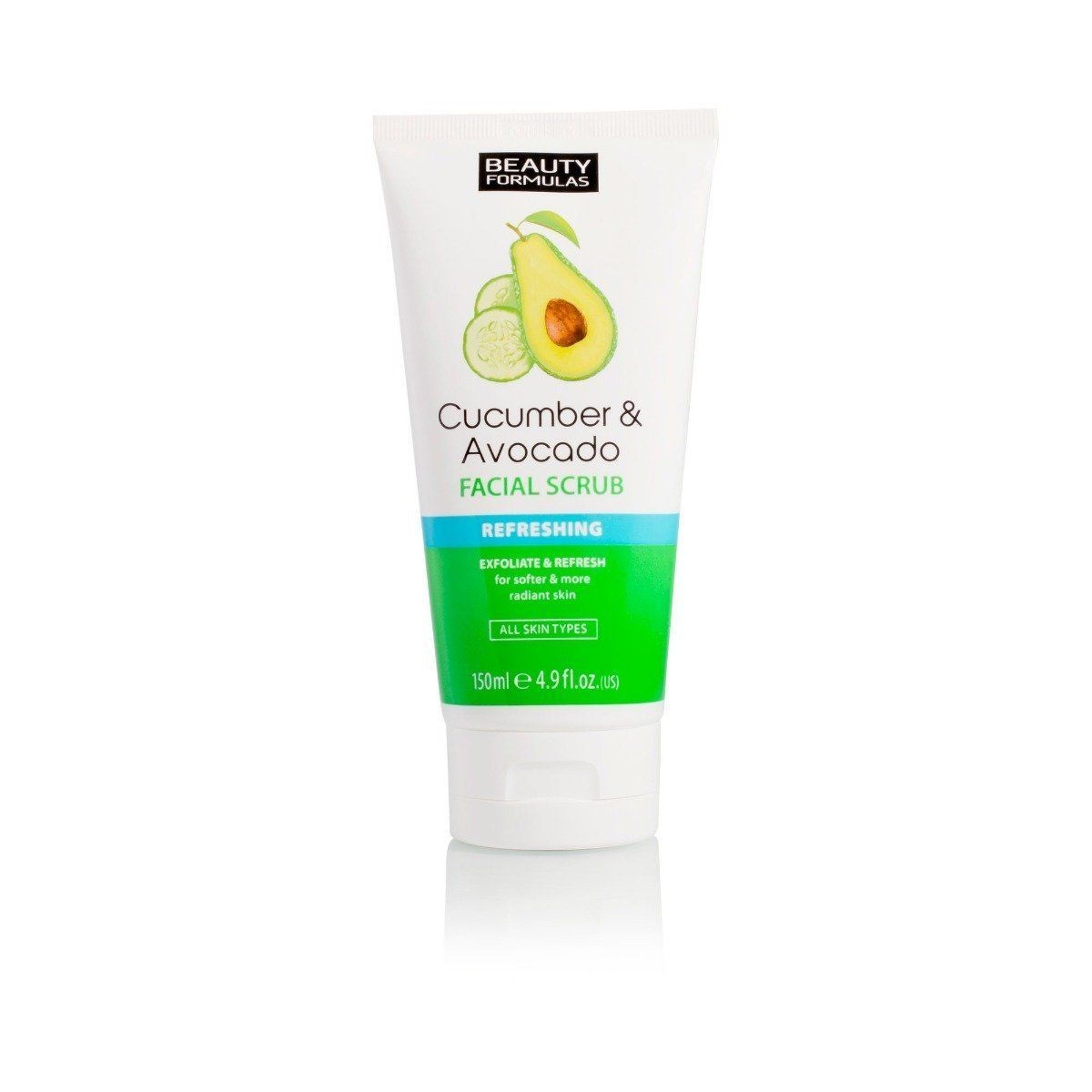 Beauty Formulas Cucumber & Avocado Facial Scrub, Refreshing, 150ml