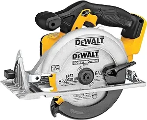 DEWALT 20V MAX Circular Saw, 6-1/2-Inch Blade, 460 MWO Engine, 0-50 Degree Bevel Capability, Bare Tool Only (DCS391B)