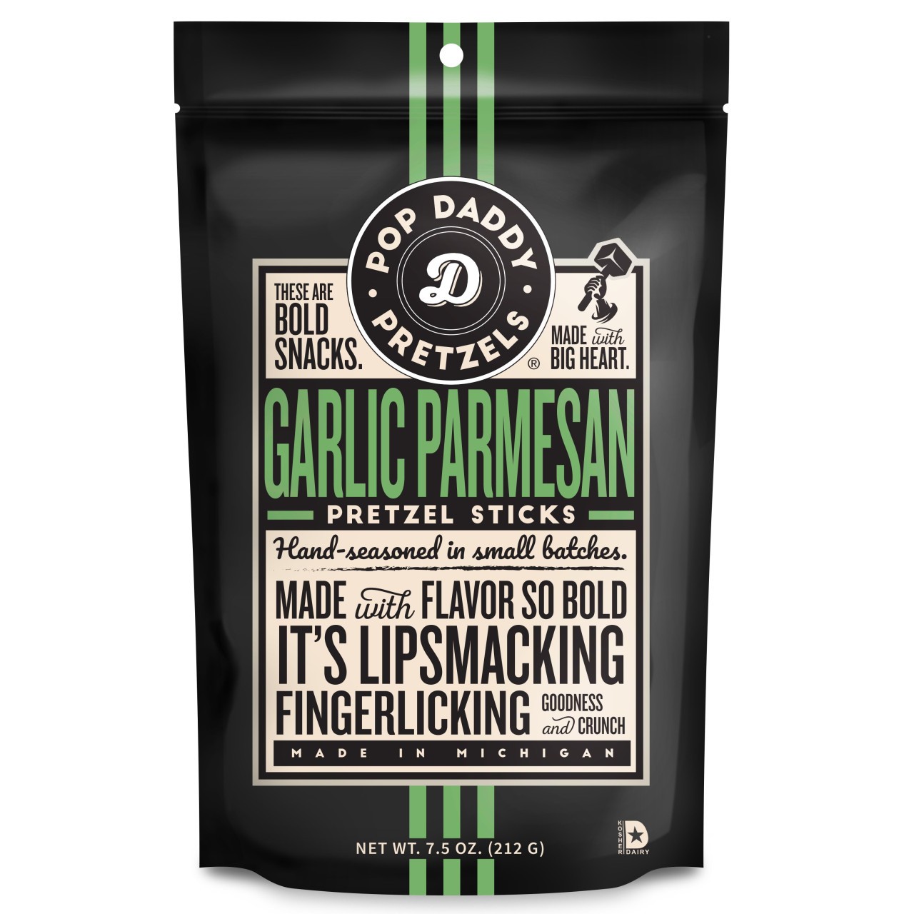 POP DADDY PRETZEL STK GARLIC PARM 7.5oz