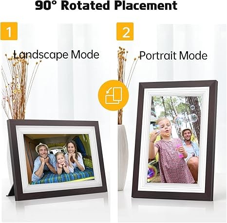 PRITOM WiFi Smart Digital Photo Frame - 10.1 inch Digital Picture Frame, HD IPS Display, Touchscreen,16 GB Storage, Auto-Rotate,Share Photos or Videos via Email or App, with Wood Frame(Brown)