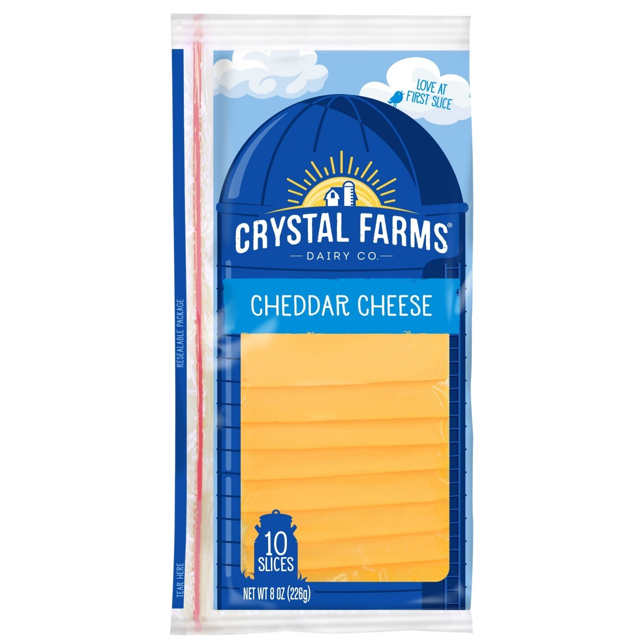 CRYSTAL FARMS CHEDDAR SLICE 8oz