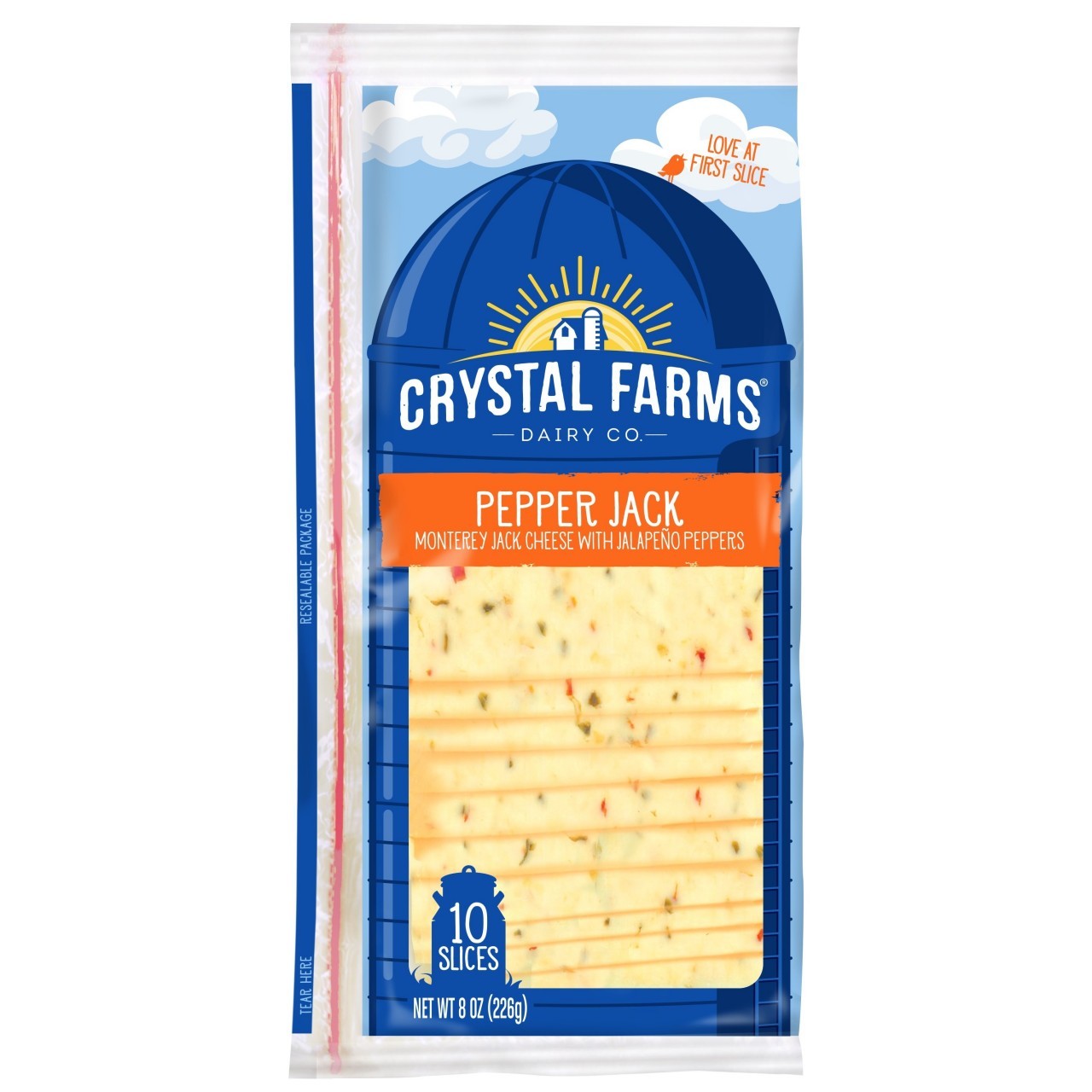 CRYSTAL FARMS PEPPER JACK SLICE 8oz
