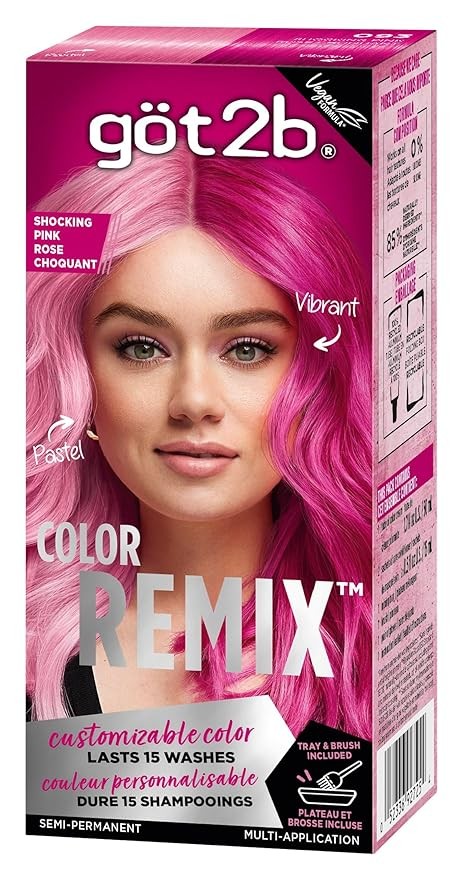 Got2b Color Remix, Customizable Semi-Permanent Hair Color, 093 Shocking Pink