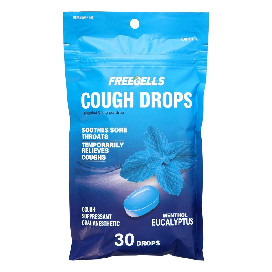 FREEGELLS COUGH DROPS MENTHOL EUCALYPTUS