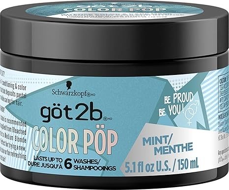 Got2B Color Pop Semi-Permanent Hair Color Mask, Mint, 5.1 oz