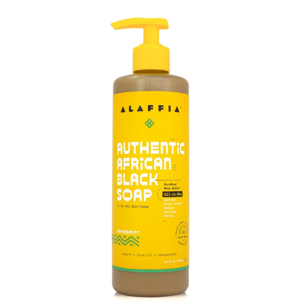 ALAFFIA BLACK SOAP PEPPERMINT 16oz