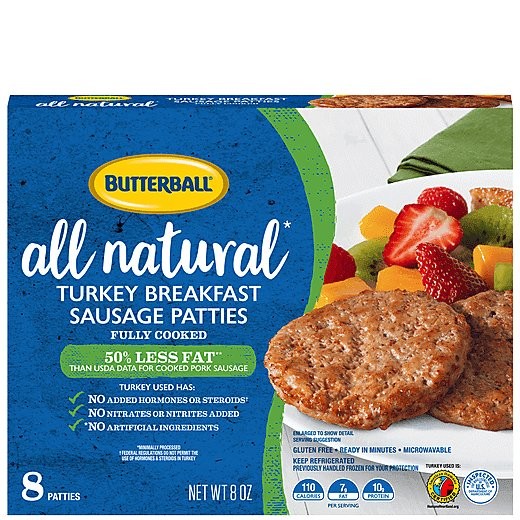 BUTTERBALL TURKEY SAUSAGE PATTIES 8oz