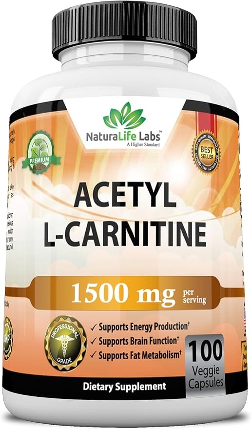 Acetyl L-Carnitine 1,500 mg High Potency Supports Energy Production, Sports Nutrition, Supports Memory/Focus - 100 Veggie Capsules