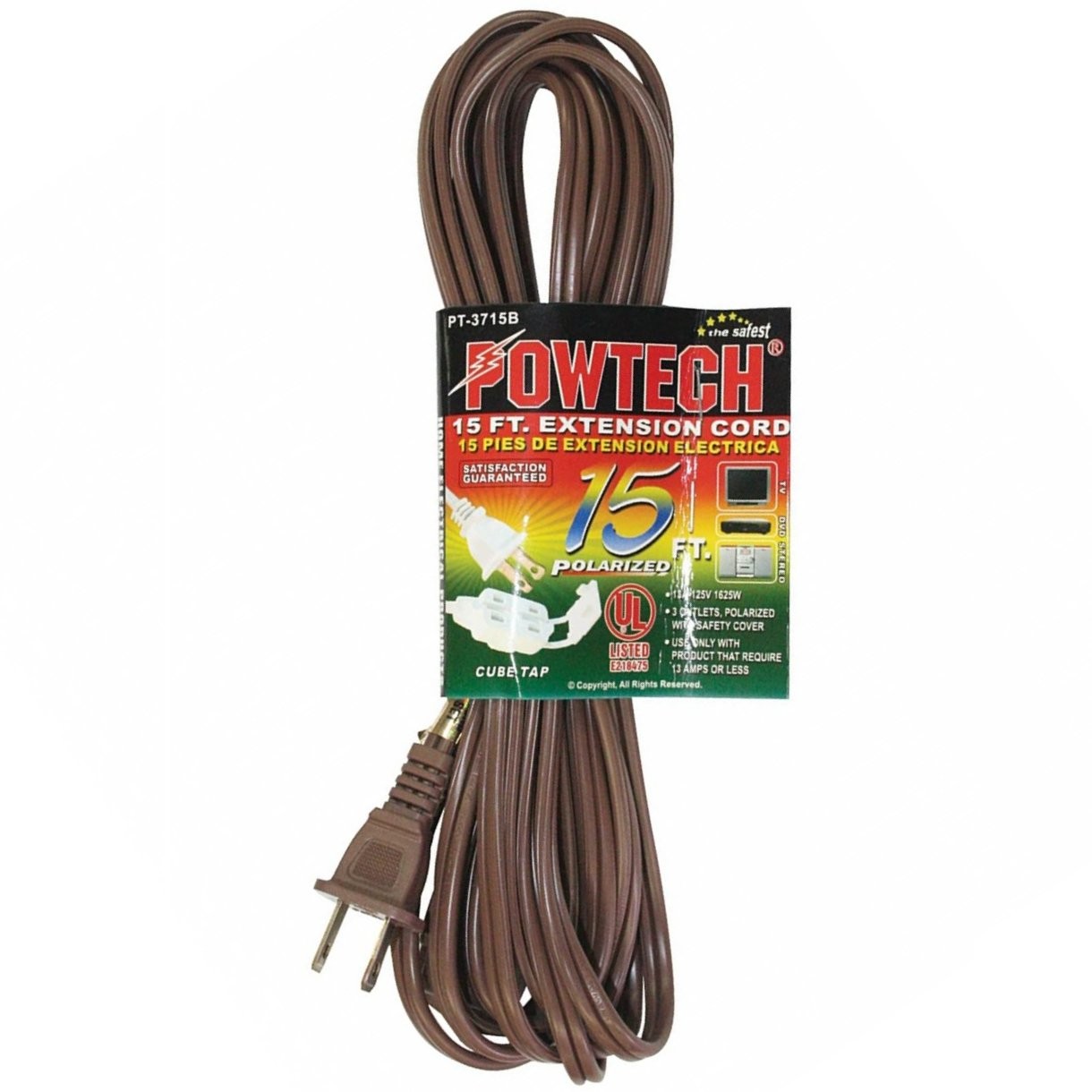 POWTECH EXTENSION CORD BROWN 15ft