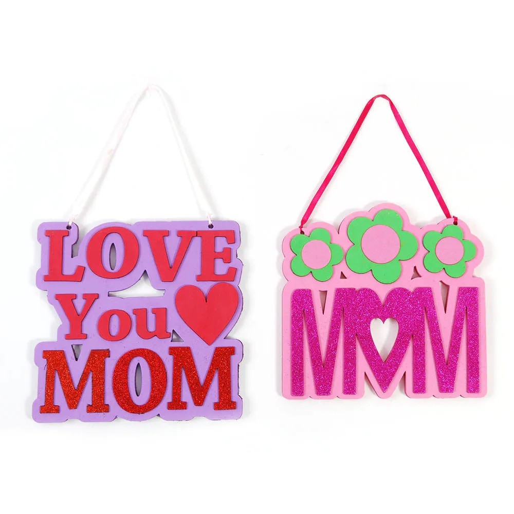 Hanging Sign Mom With Glitter