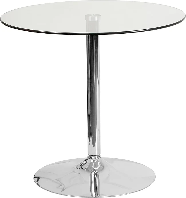 Flash Furniture 31.5'' Round Glass Table with 29''H Chrome Base