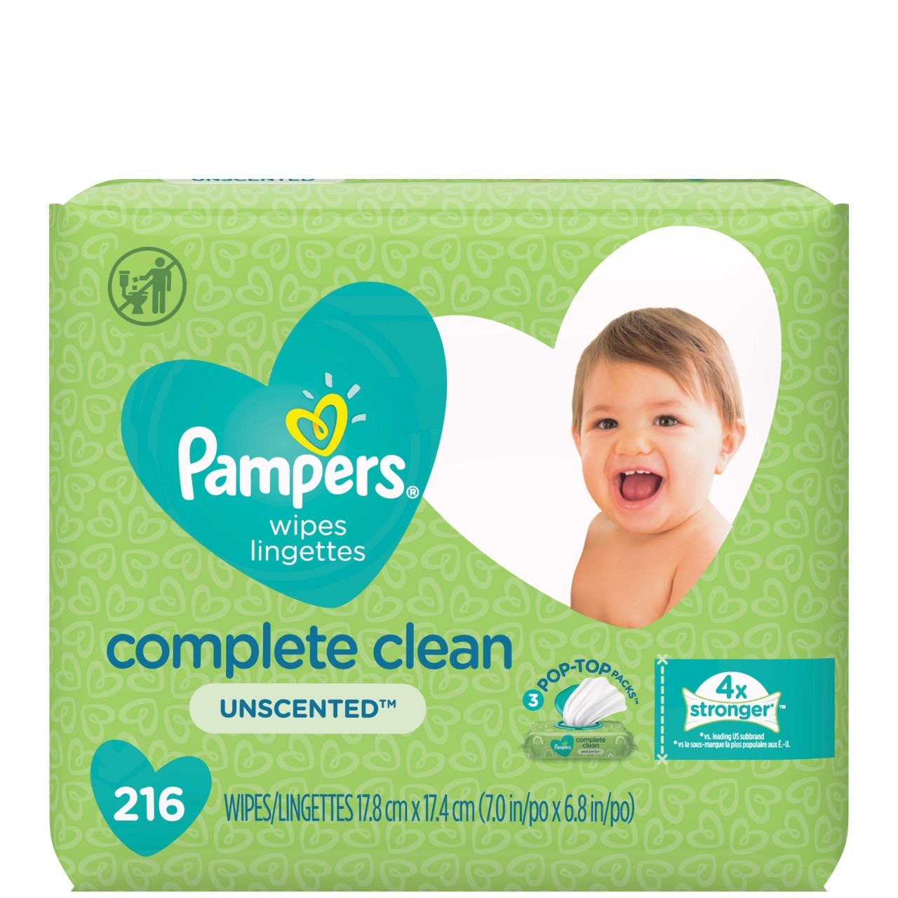 PAMPERS WIPES COMPLETE UNSCENTED 216s