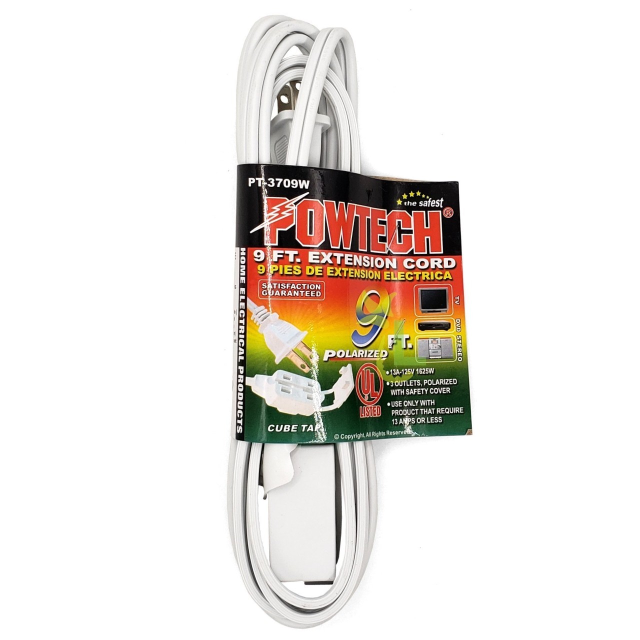 POWTECH EXTENSION CORD WHITE 9ft