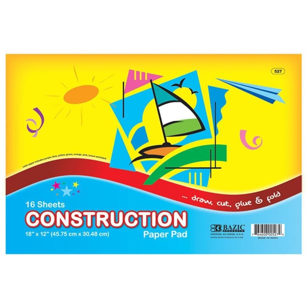 BAZIC 16 Ct. 18" X 12" Construction Paper Pad