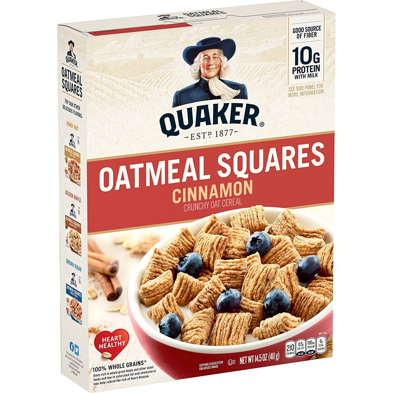QUAKER OATMEAL SQUARES CINN 14.5oz