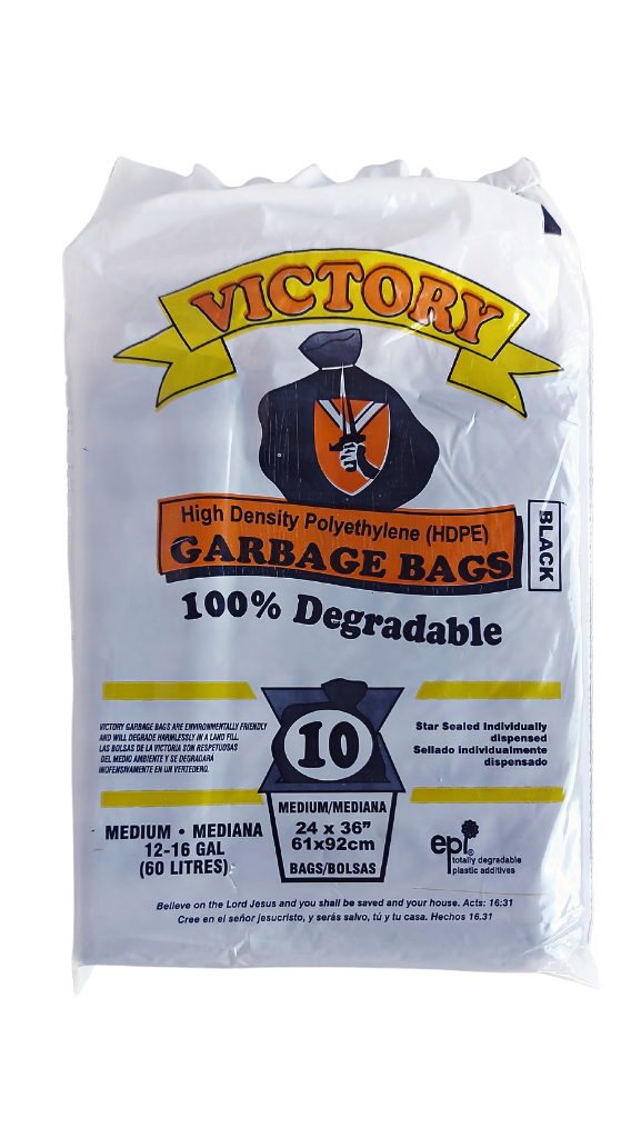Victory HDPE Garbage Bags, 10-pack - Medium (12 - 16 gallon/60 litres)