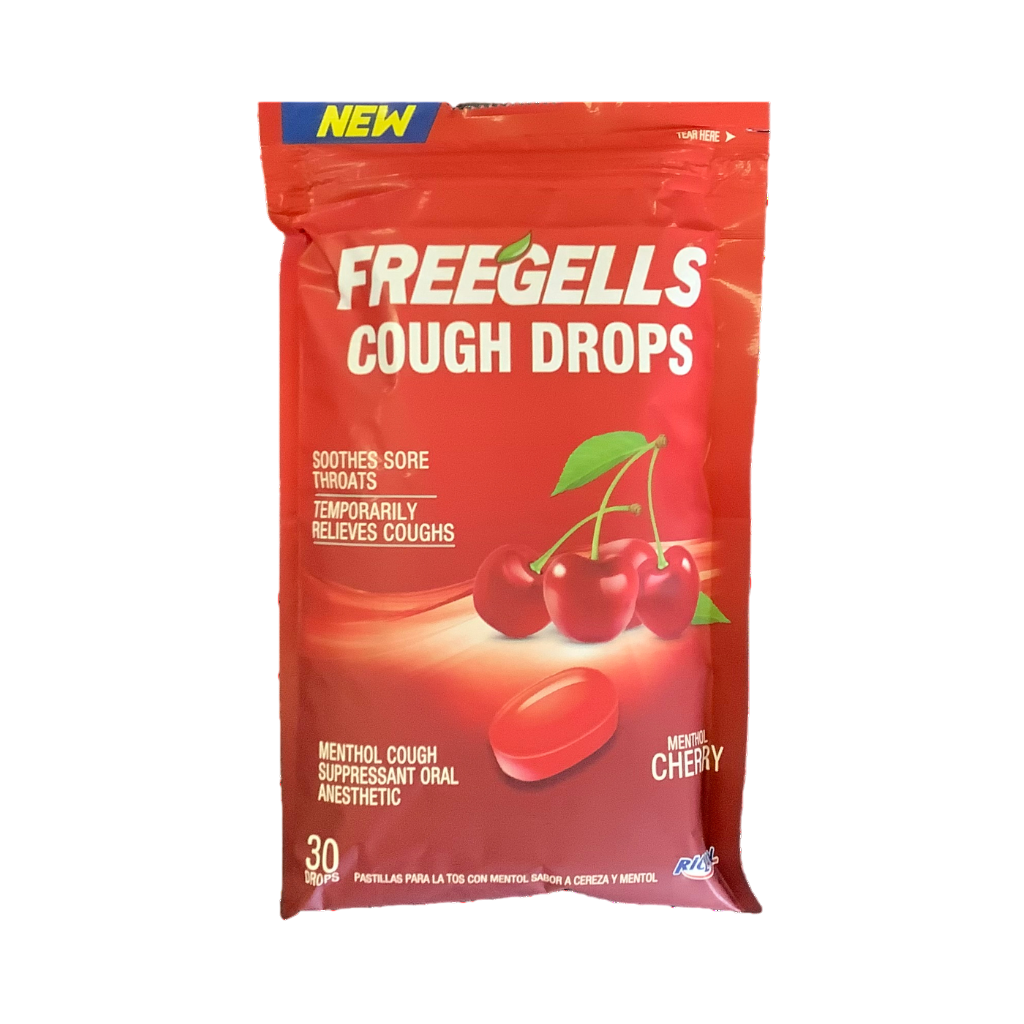 FREEGELLS COUGH DROPS MENTHOL CHERRY 30s